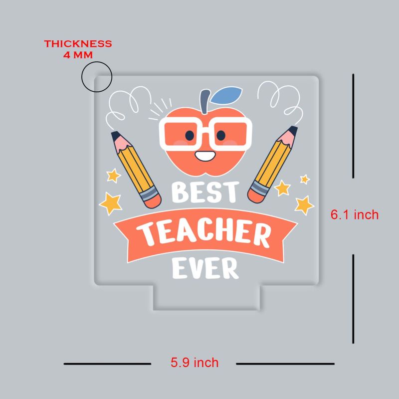 Best Teacher Ever Acrylic LED Lamp with UV Print – Multicolor Gift for Teachers Day, School Teacher Gift Unique Teacher Appreciation Day Gift